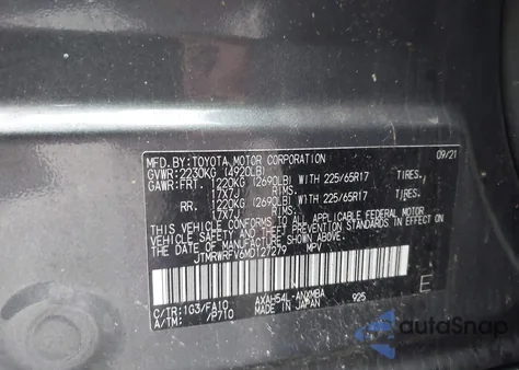 2021 Toyota Rav4 Hybrid Xle from USA, damaged, VIN JTMRWRFV6MD127279